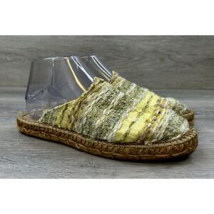 Jacques Levine Women's Sandal Espadrille Yellow Textile 8 Woven Slip On Boho